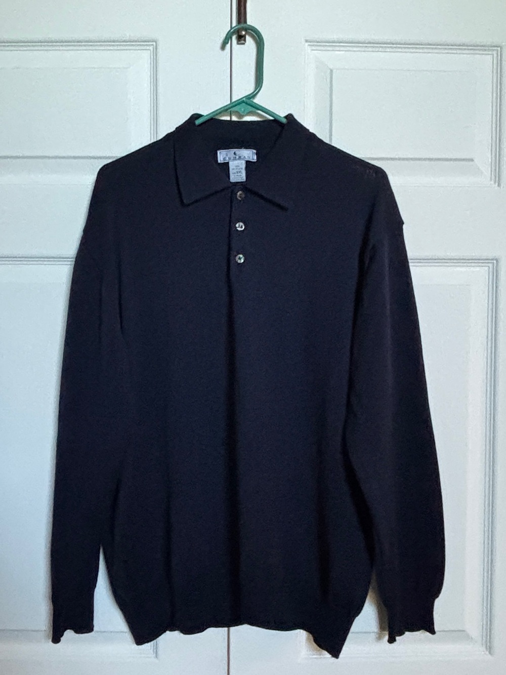 Cumran 100% Merino Wool Polo Sweater Men’s XXL Navy Made In Italy